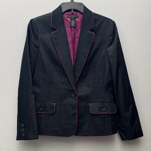Apostrophe Dark Denim Like Blazer with Pink Accents